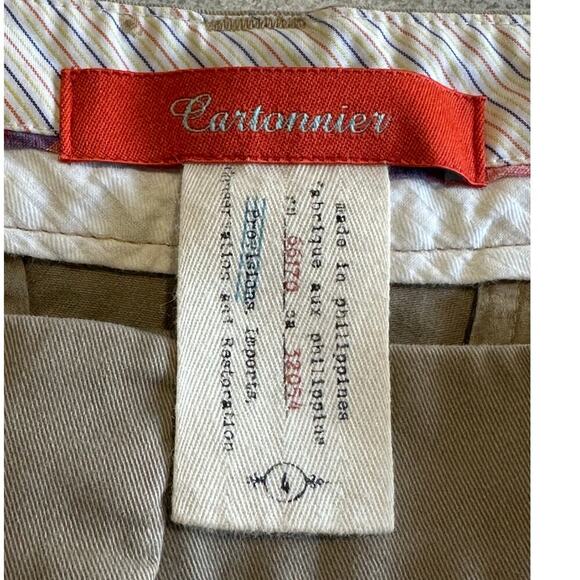 Cartonnier Sz 4 Crop Cuffed Pleated Chinos Khaki Stretchy Trouser Neutral Anthro - Picture 3 of 11